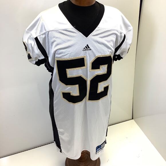 Vtg Adidas College Football Practice Jersey #52 White Gold Black Sz 50 Made USA - Picture 1 of 9